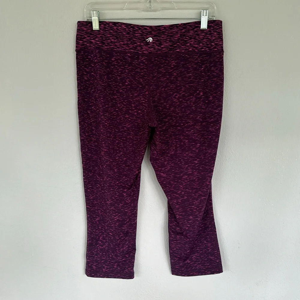 Ideology purple abstract print cropped stretch workout leggings size large